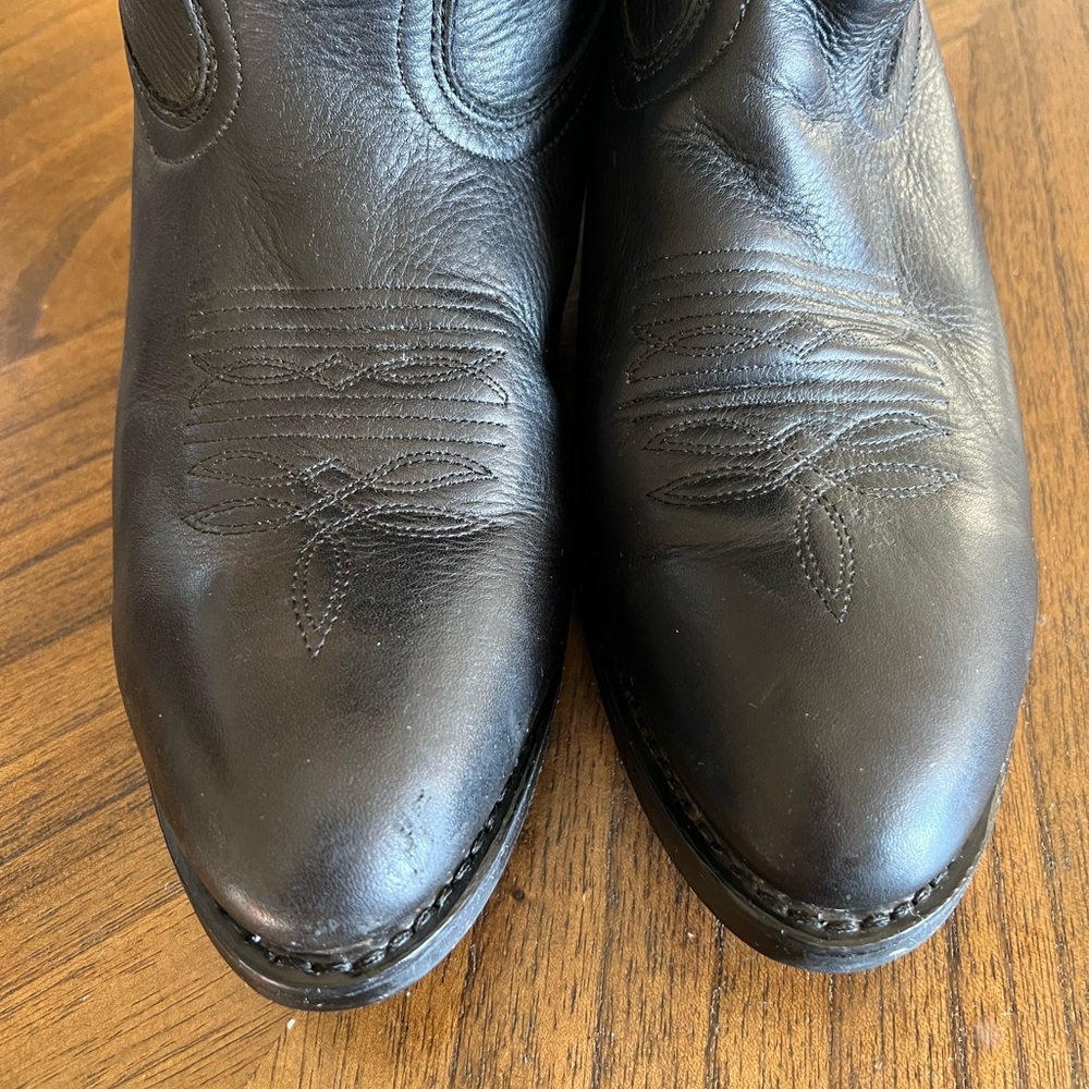 DINGO MENS WESTERN BLACK DEERTAN LEATHER COWBOY BOOTS SIZE 9.5 - Picture 3 of 7
